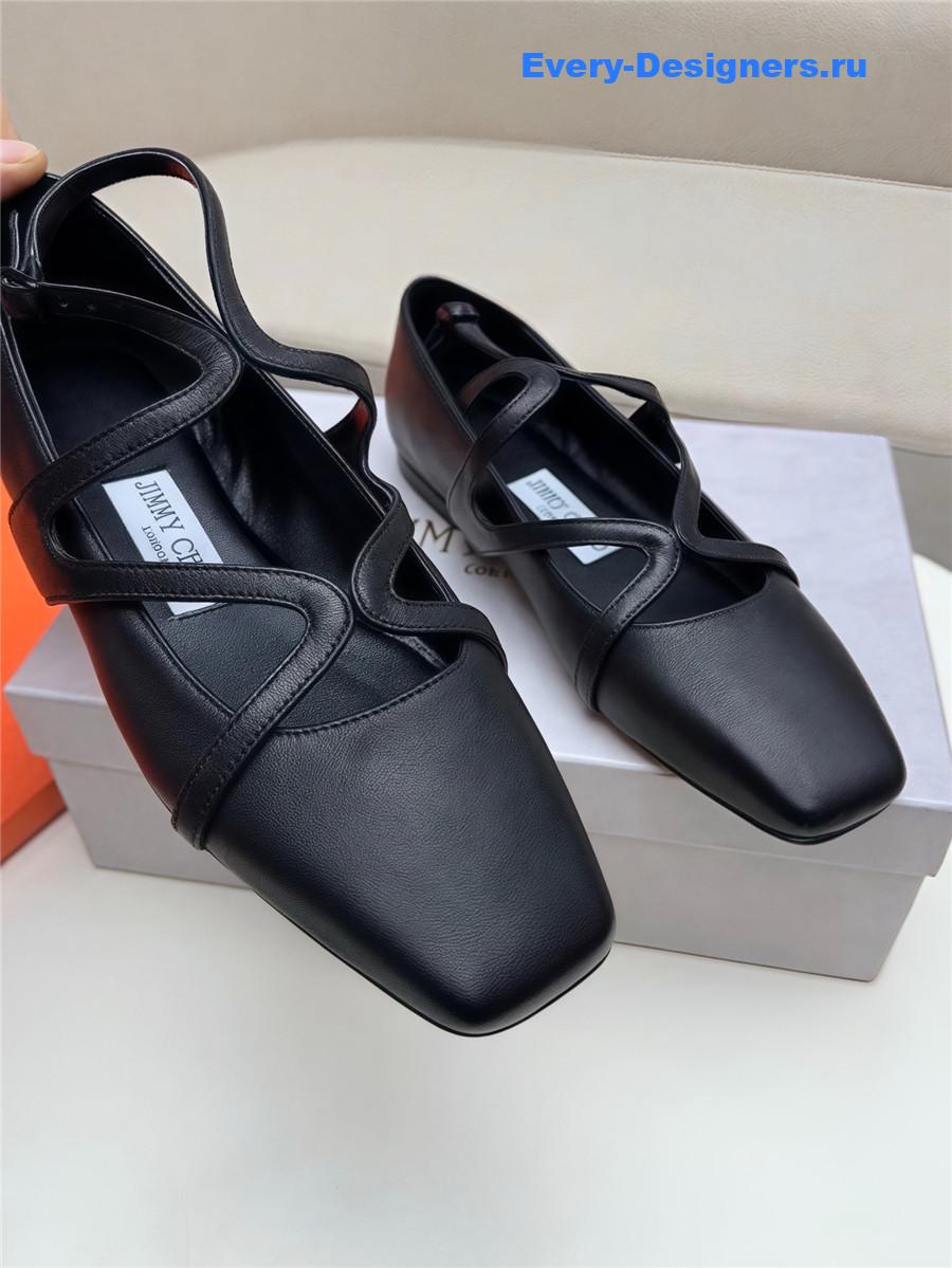 J1m*y Ch00 black sheepskin astoria ballet flats