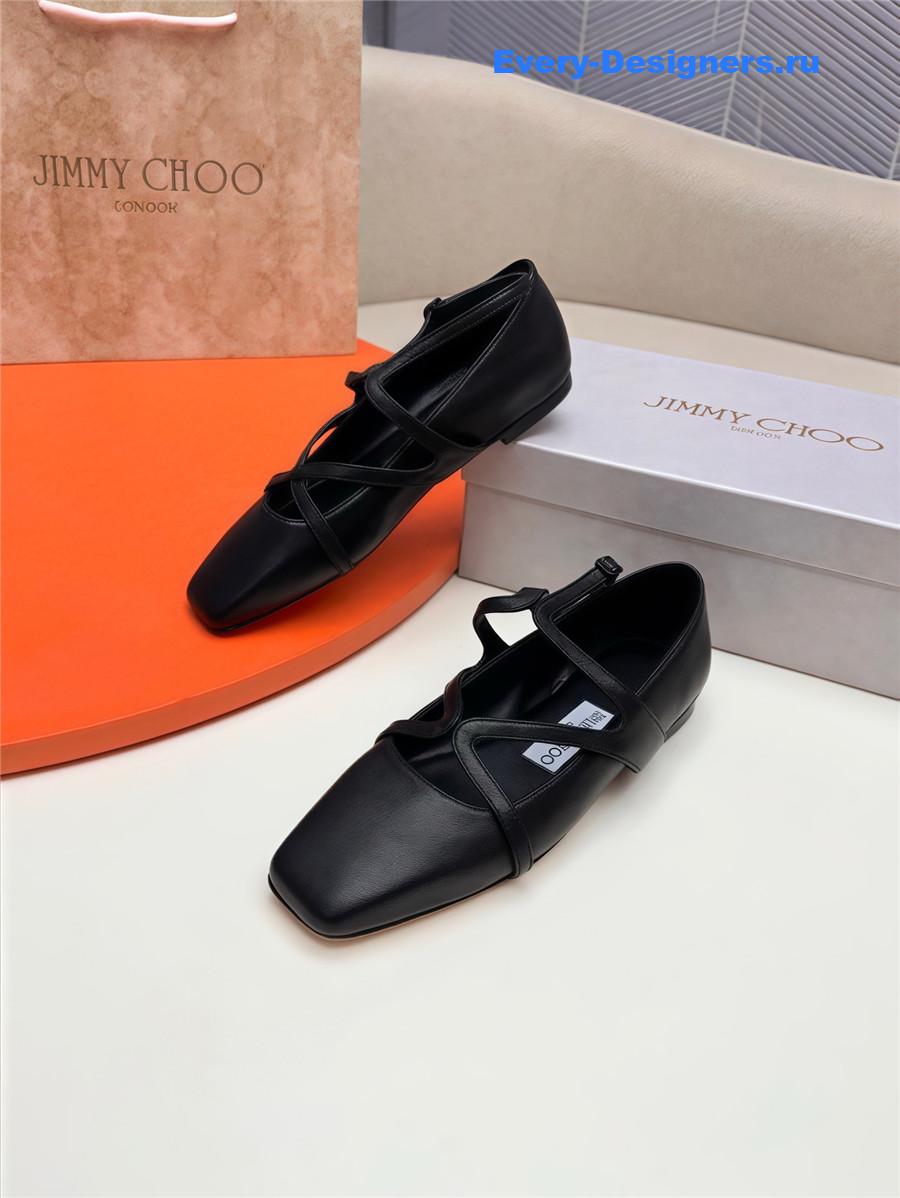 J1m*y Ch00 black sheepskin astoria ballet flats