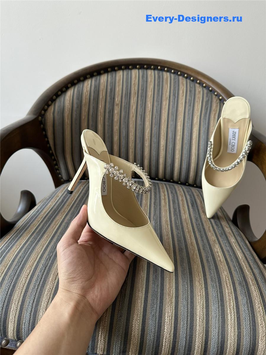 J1m*y Ch00 bing 100mm heeled mules in off-white