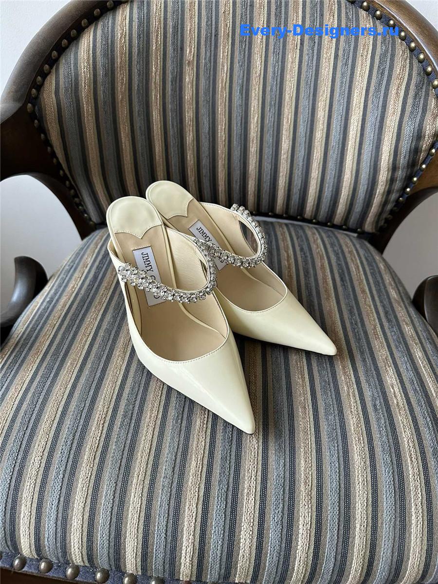 J1m*y Ch00 bing 100mm heeled mules in off-white