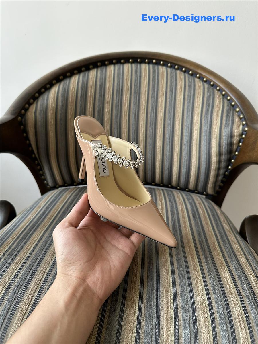 J1m*y Ch00 bing 100mm heeled mules in beige
