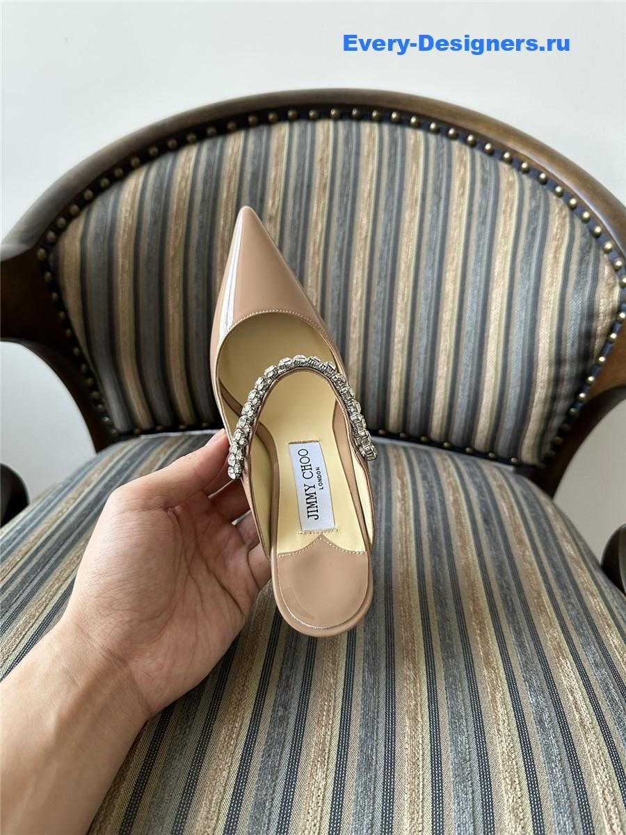 J1m*y Ch00 bing 100mm heeled mules in beige
