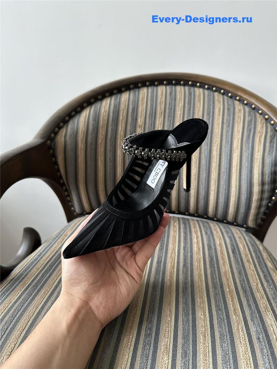 J1m*y Ch00 bing 100mm crystal-embellished pumps