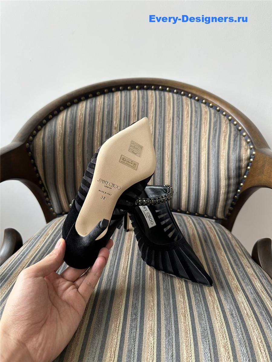 J1m*y Ch00 bing 100mm crystal-embellished pumps