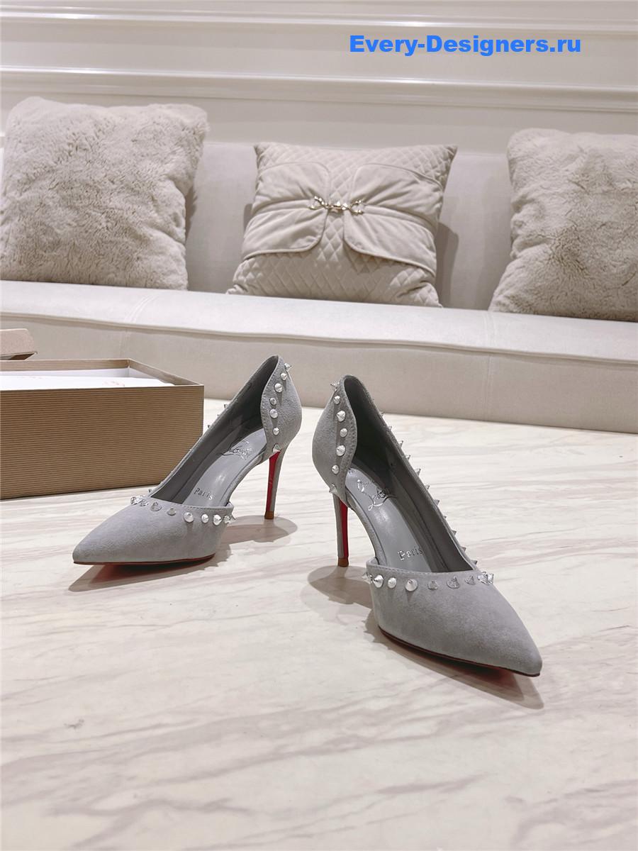 Chr1st1an louboutin anjalina studded heels gray