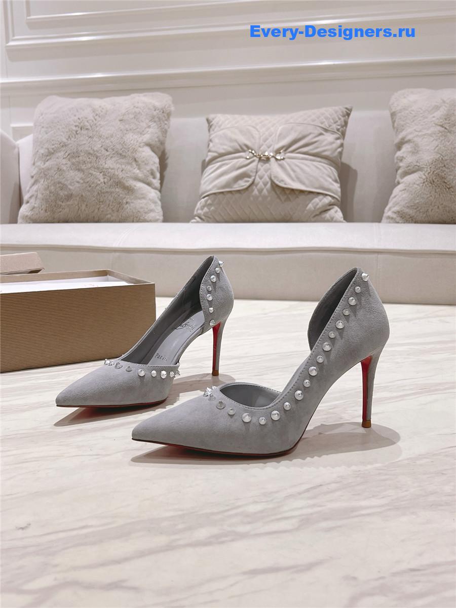 Chr1st1an louboutin anjalina studded heels gray
