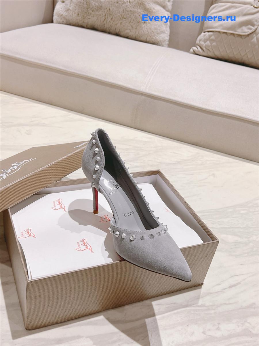 Chr1st1an louboutin anjalina studded heels gray
