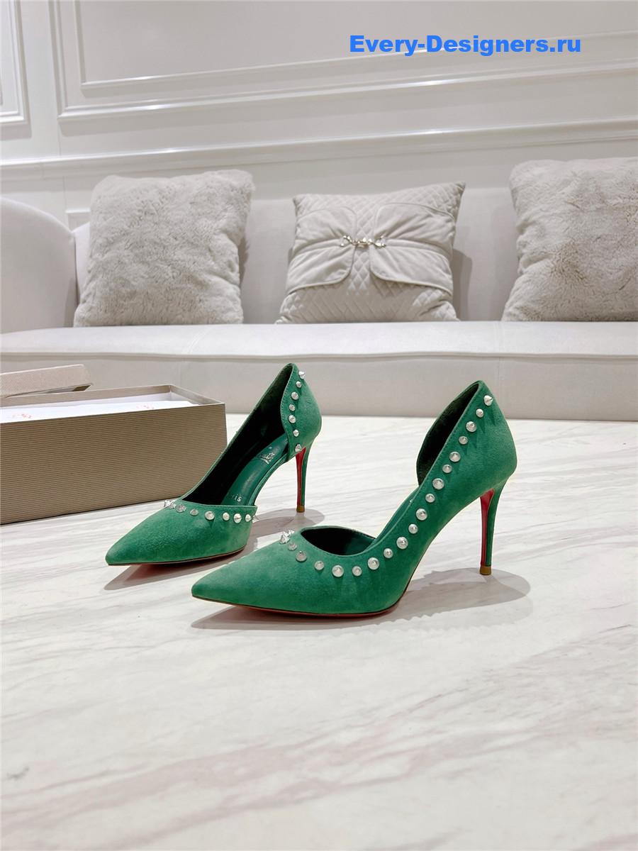 Chr1st1an louboutin anjalina studded heels green