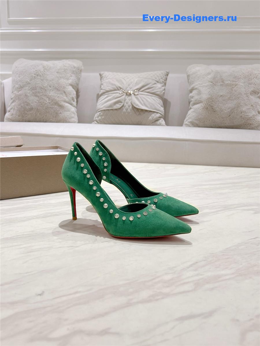 Chr1st1an louboutin anjalina studded heels green