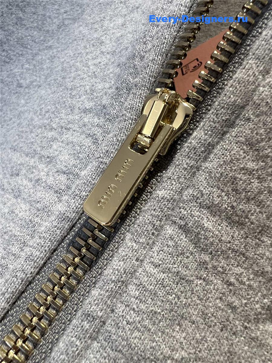 Miu Miu Grey Logo Cotton Hoodie