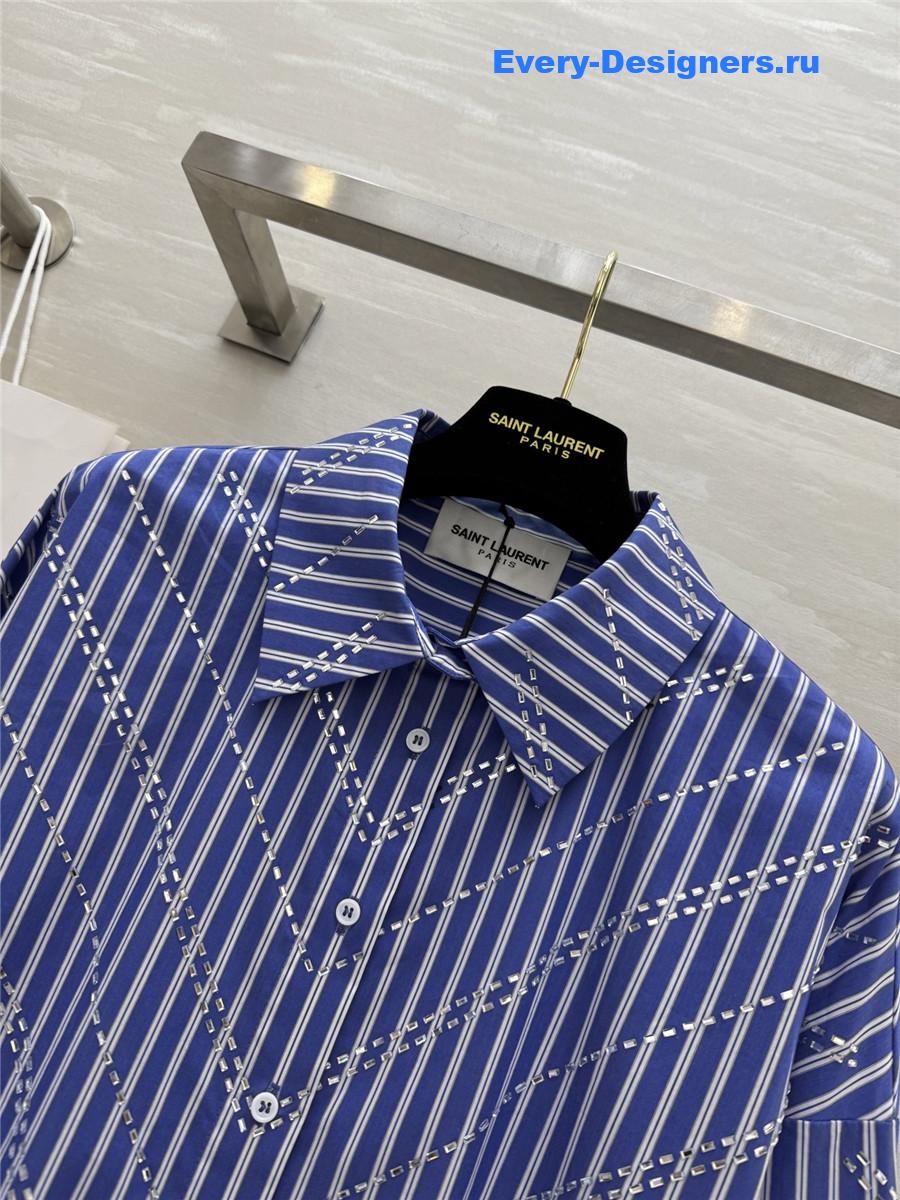 Sa1nt Lau*nt blue rhinestone shirt