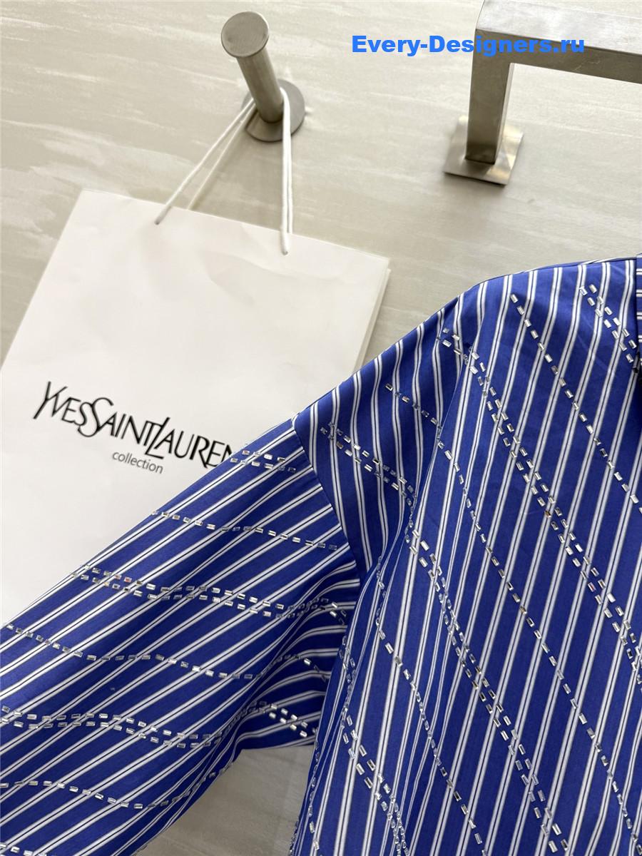 Sa1nt Lau*nt blue rhinestone shirt