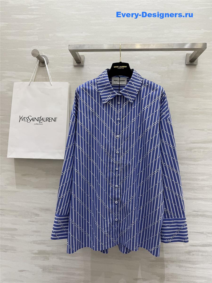 Sa1nt Lau*nt blue rhinestone shirt