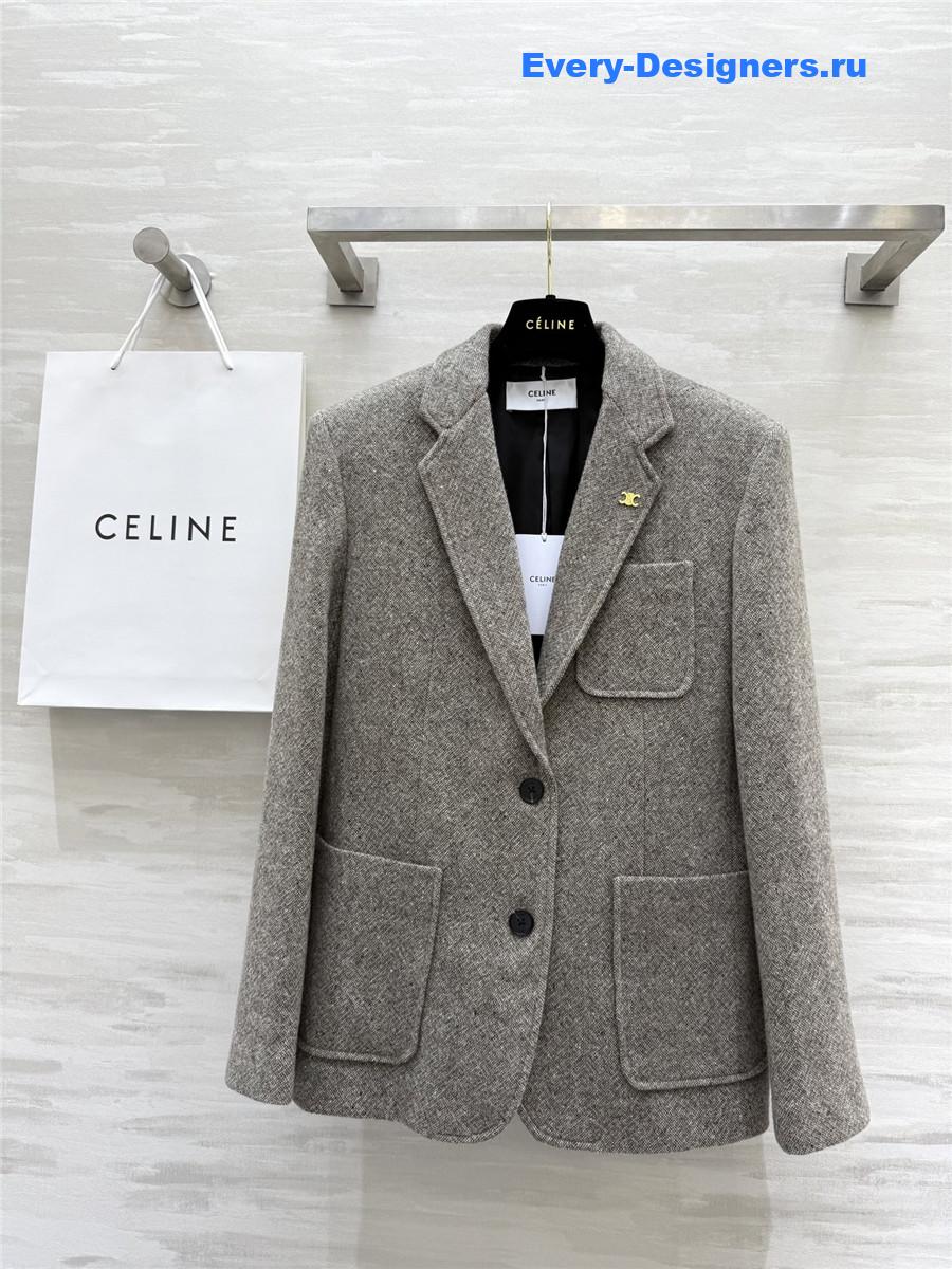 Ce1i*e grey wool braid blazer