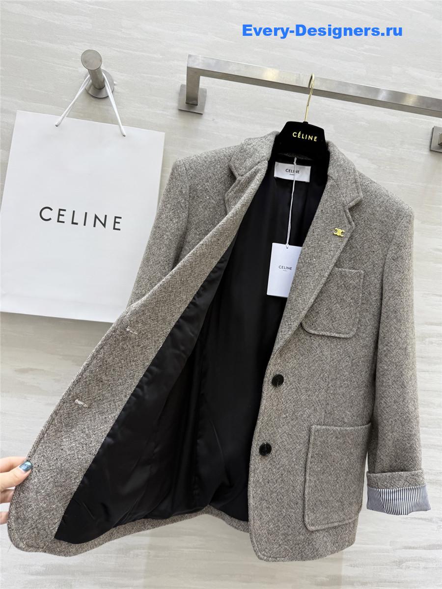 Ce1i*e grey wool braid blazer