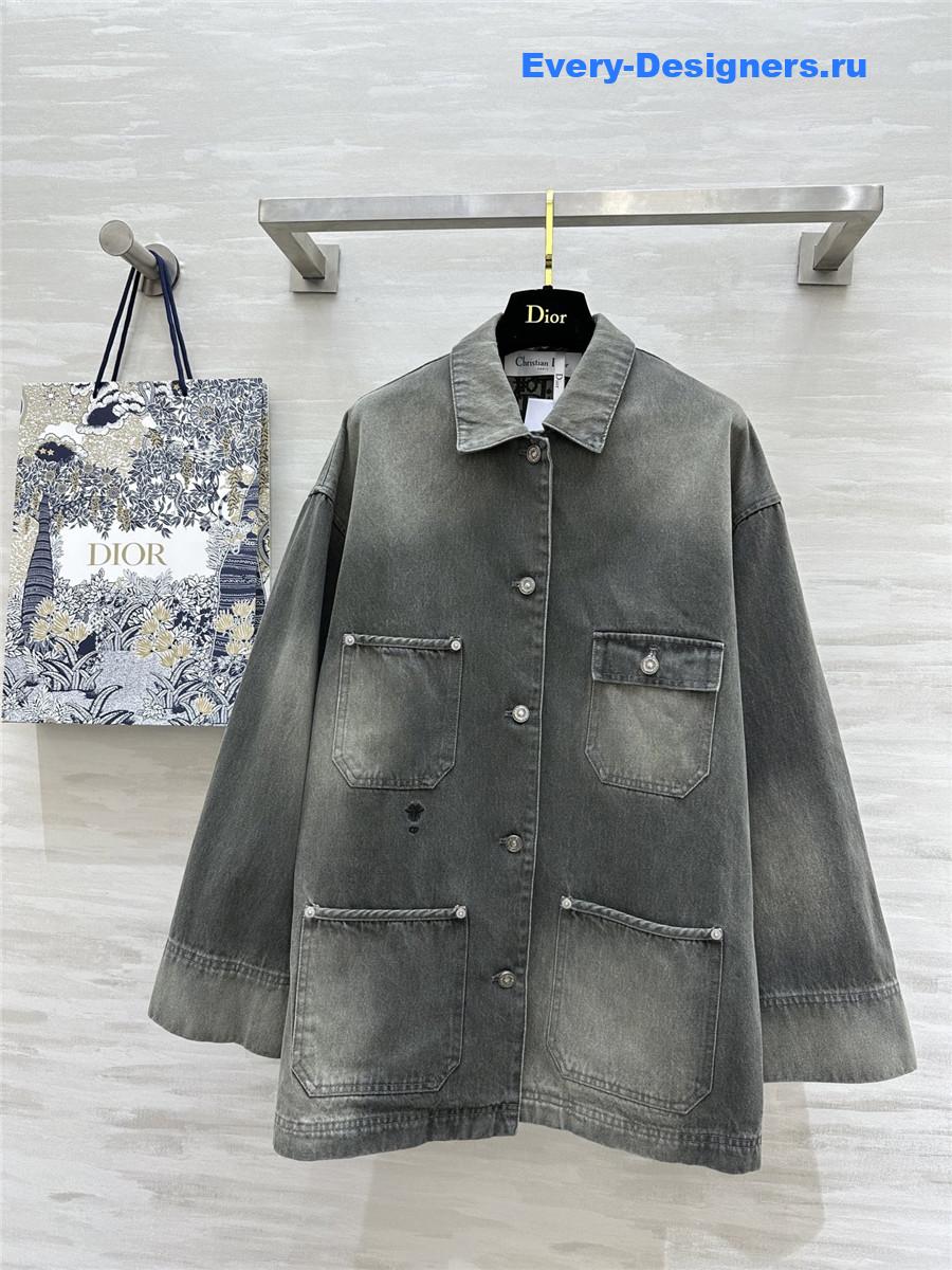 D10r grey distressed denim jacket