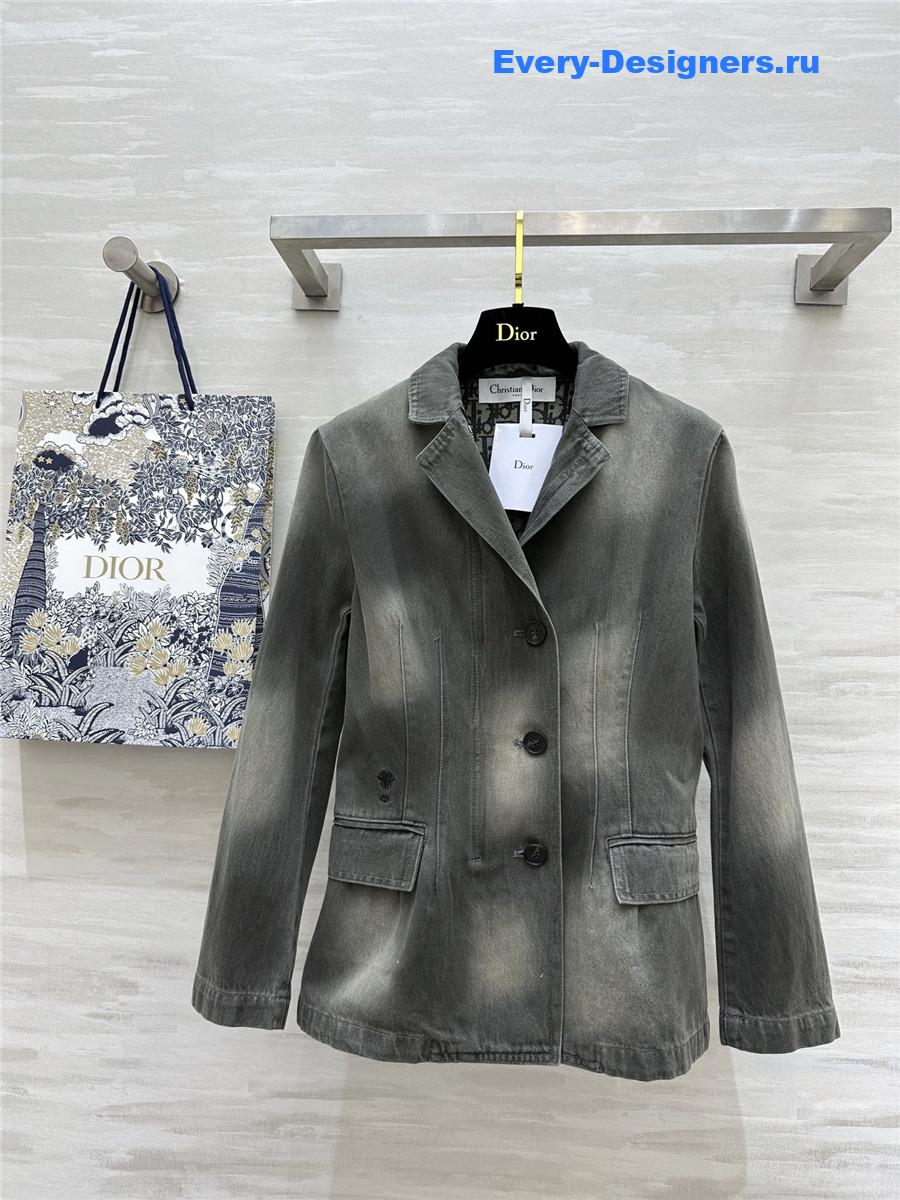 D10r gradient distressed washed denim blazer