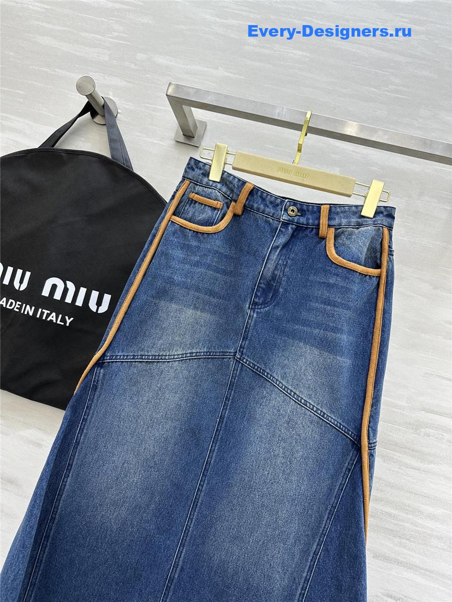 Miu Miu Blue Denim Long Skirt