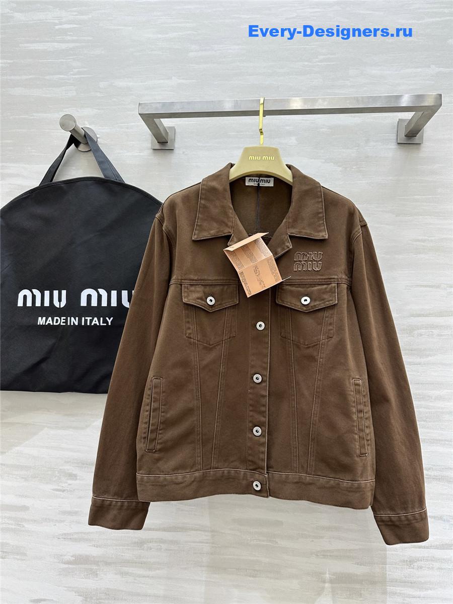 Miu Miu Brown Denim Jacket Coat