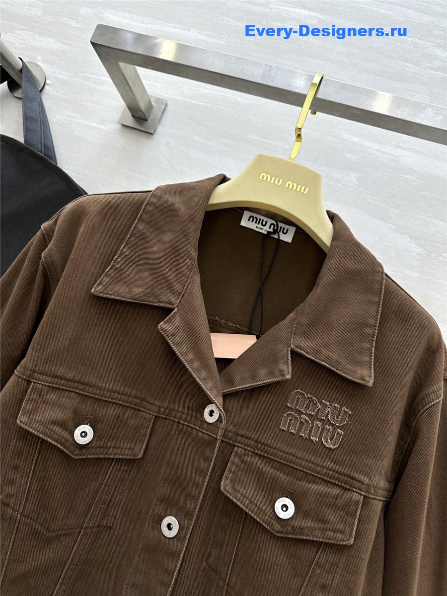 Miu Miu Brown Denim Jacket Coat