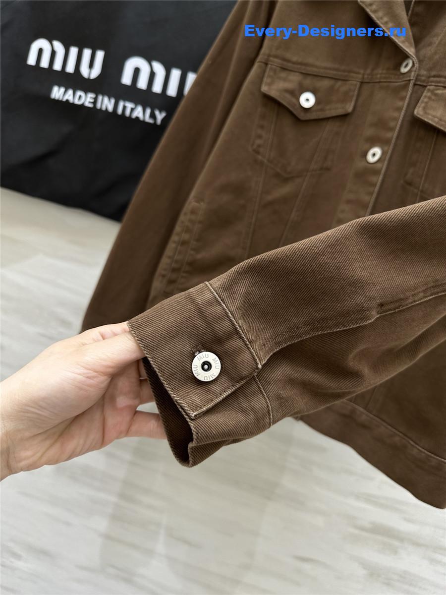 Miu Miu Brown Denim Jacket Coat