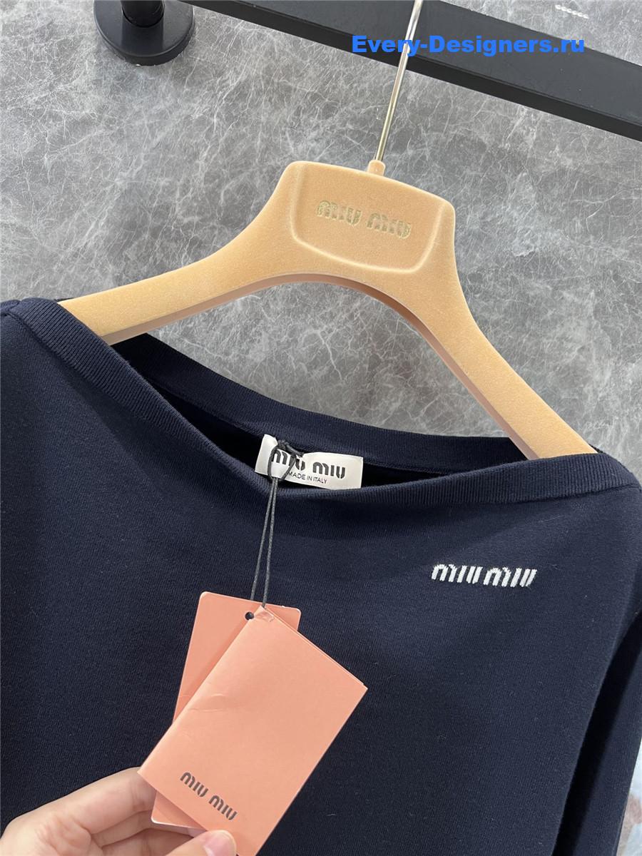 Miu Miu Navy Wool Boat-neck Sweater