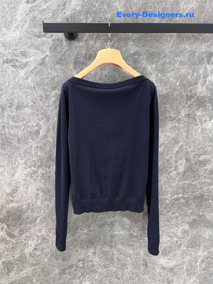 Miu Miu Navy Wool Boat-neck Sweater