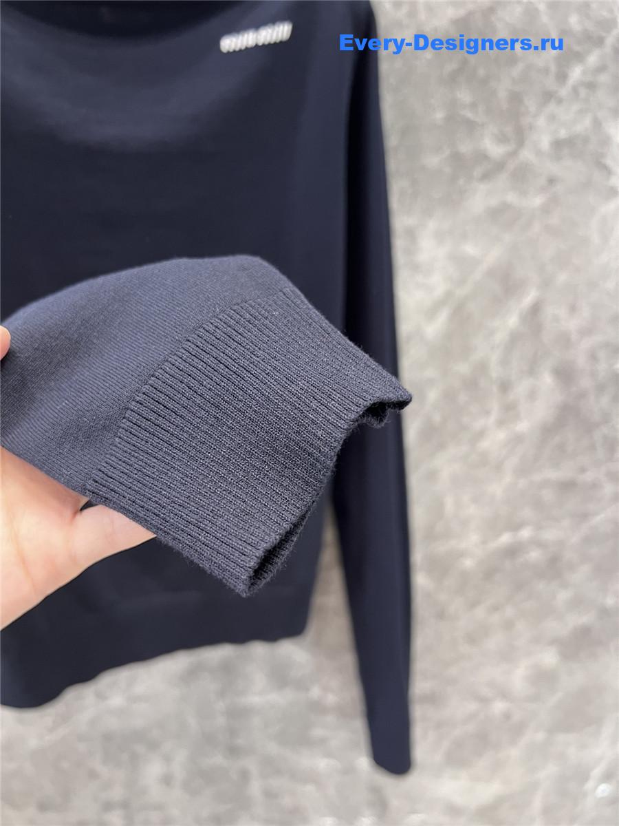 Miu Miu Navy Wool Boat-neck Sweater