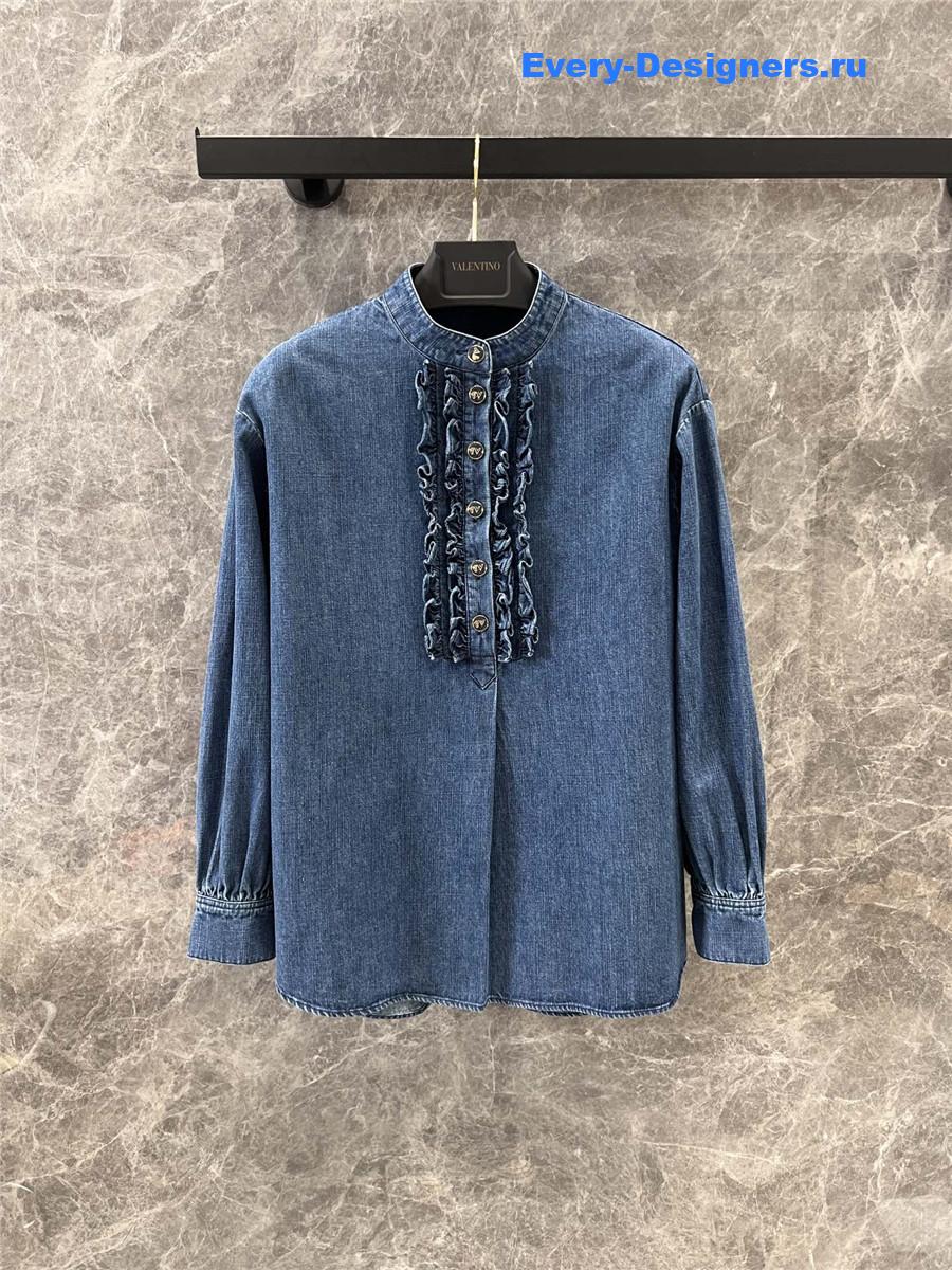 Va1e*ntin0 blue ruffled shirt