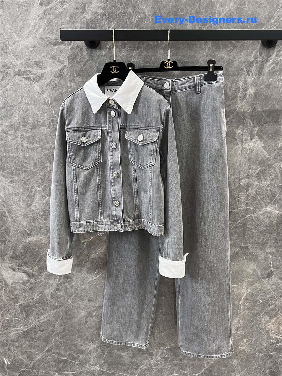 Ch**el grey denim suit
