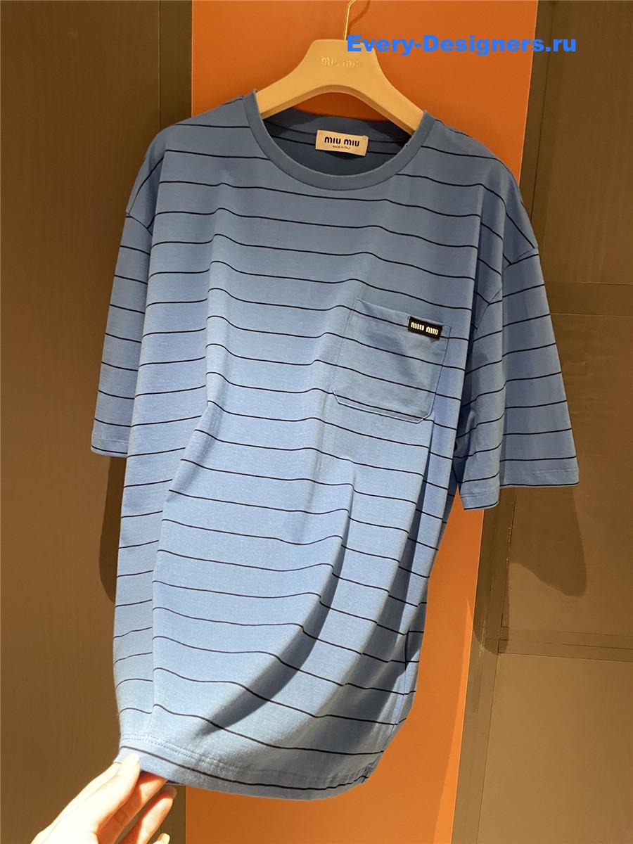 Miu Miu Blue Short-Sleeved T-Shirt