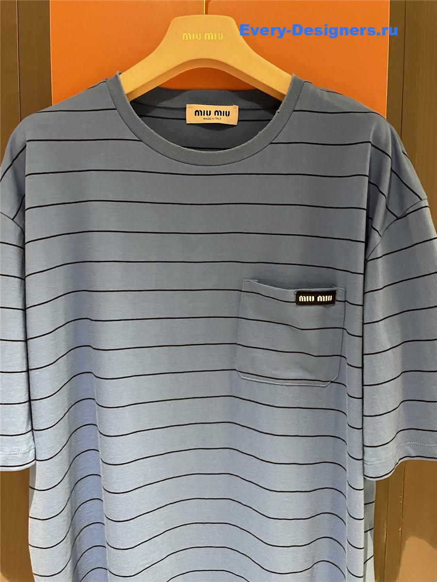 Miu Miu Blue Short-Sleeved T-Shirt