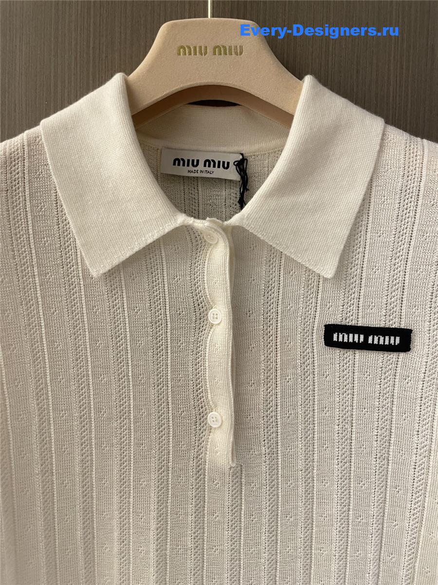 Miu Miu White Cashmere and Silk Polo Sweater