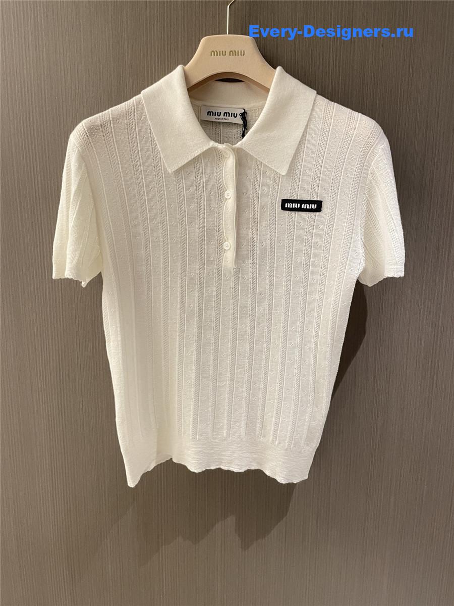 Miu Miu White Cashmere and Silk Polo Sweater