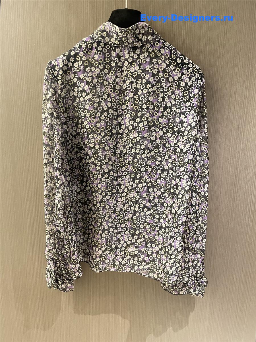 Ch**el logo mesh silk shirt