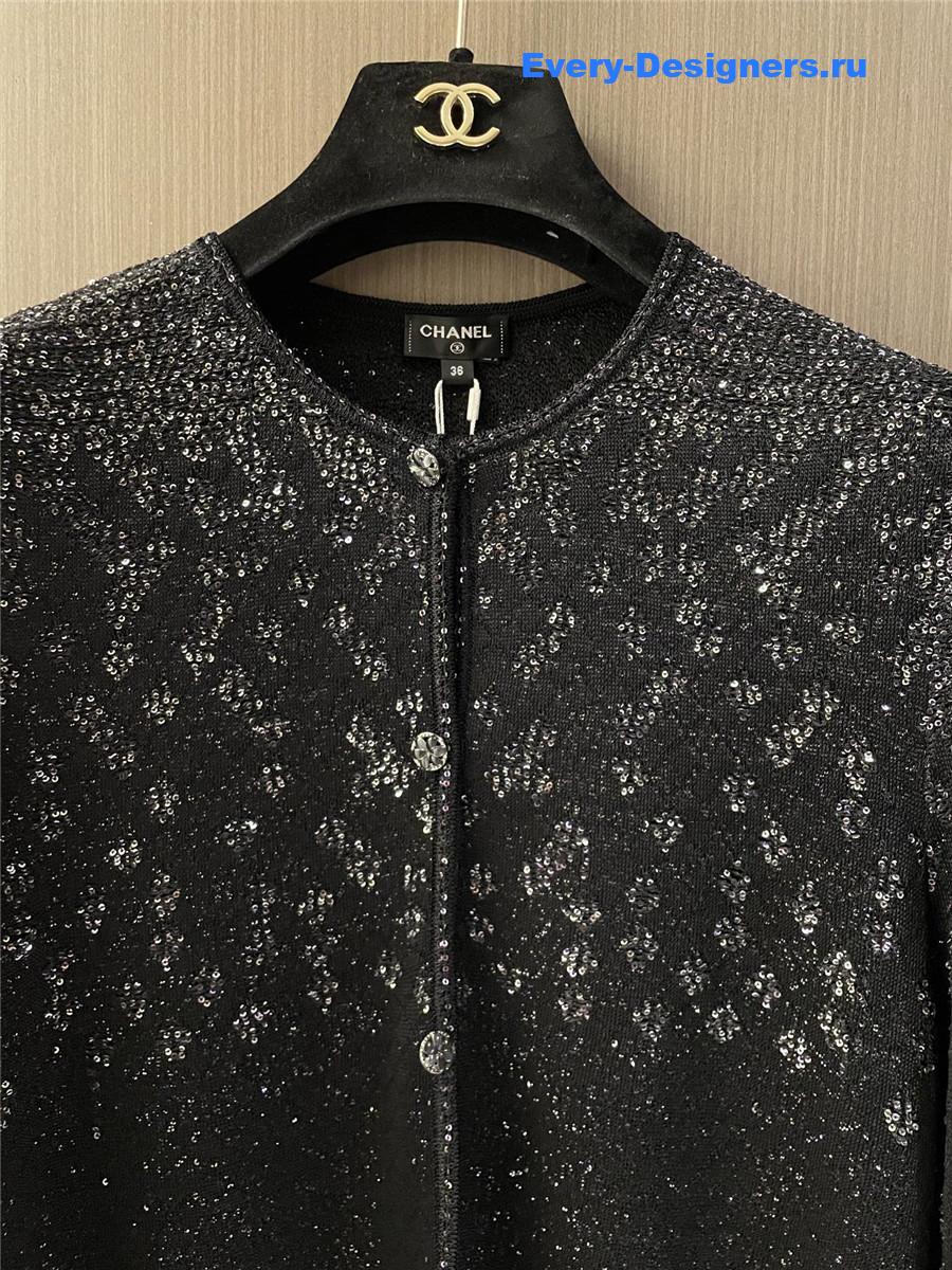 Ch**el black sequin cardigan