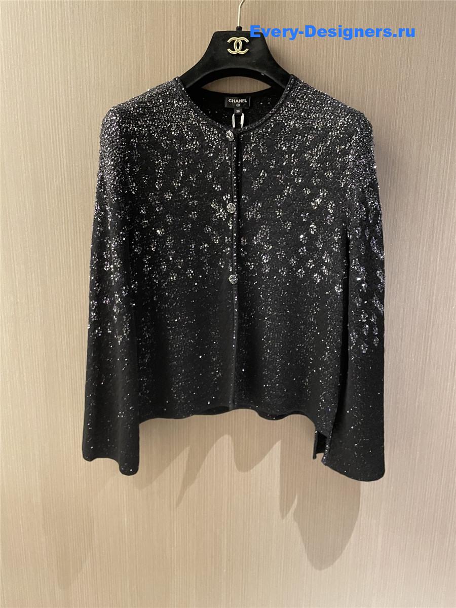 Ch**el black sequin cardigan