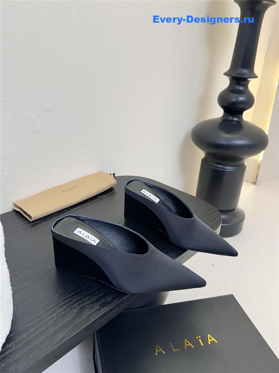 Alaia 75mm Satin-Finish Mules Black