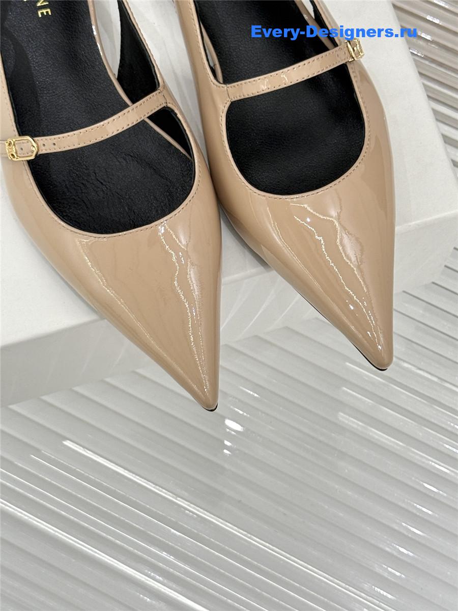 Ce1i*e beige flat pointed toe slingback sandals
