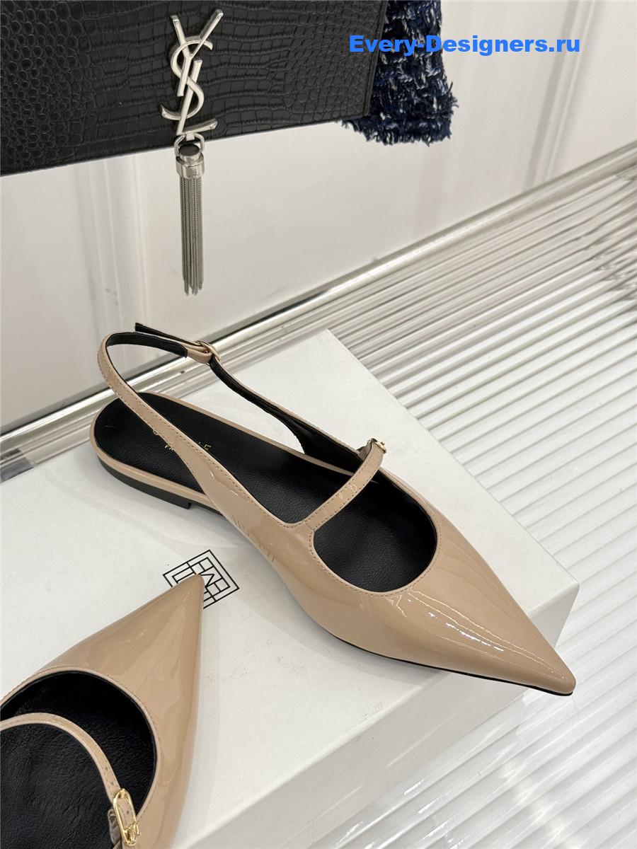 Ce1i*e beige flat pointed toe slingback sandals