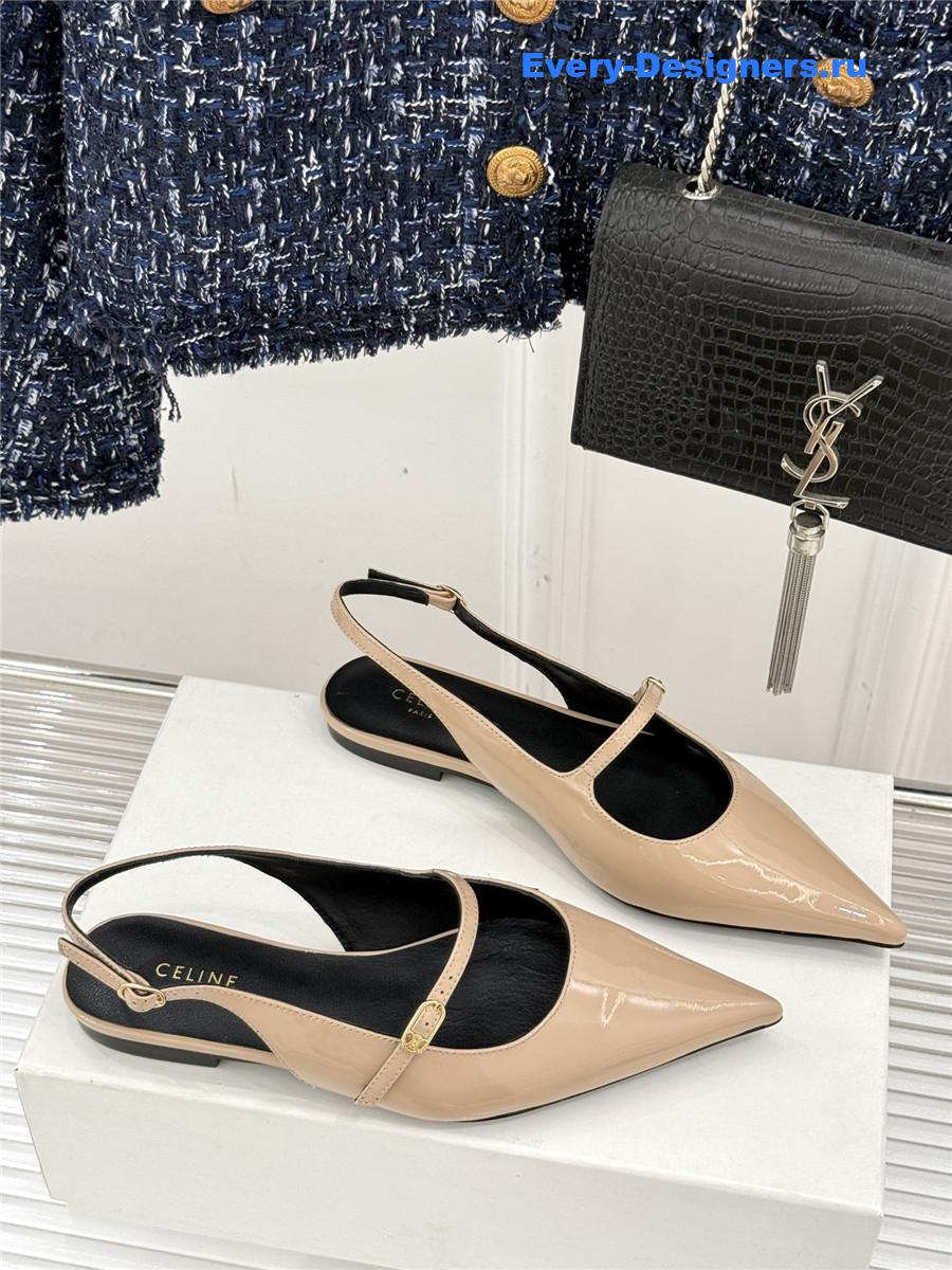 Ce1i*e beige flat pointed toe slingback sandals