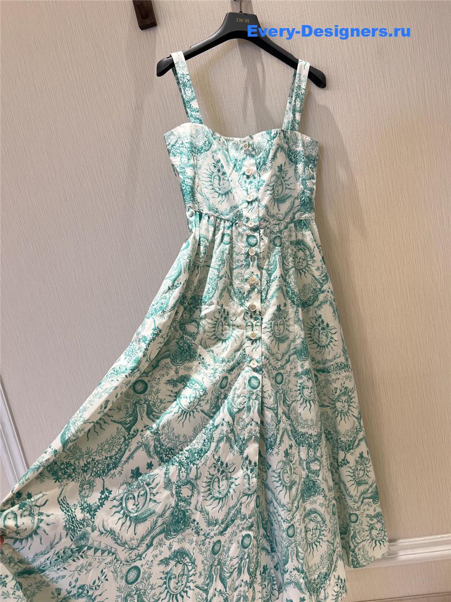 D10r green sun print slip dress