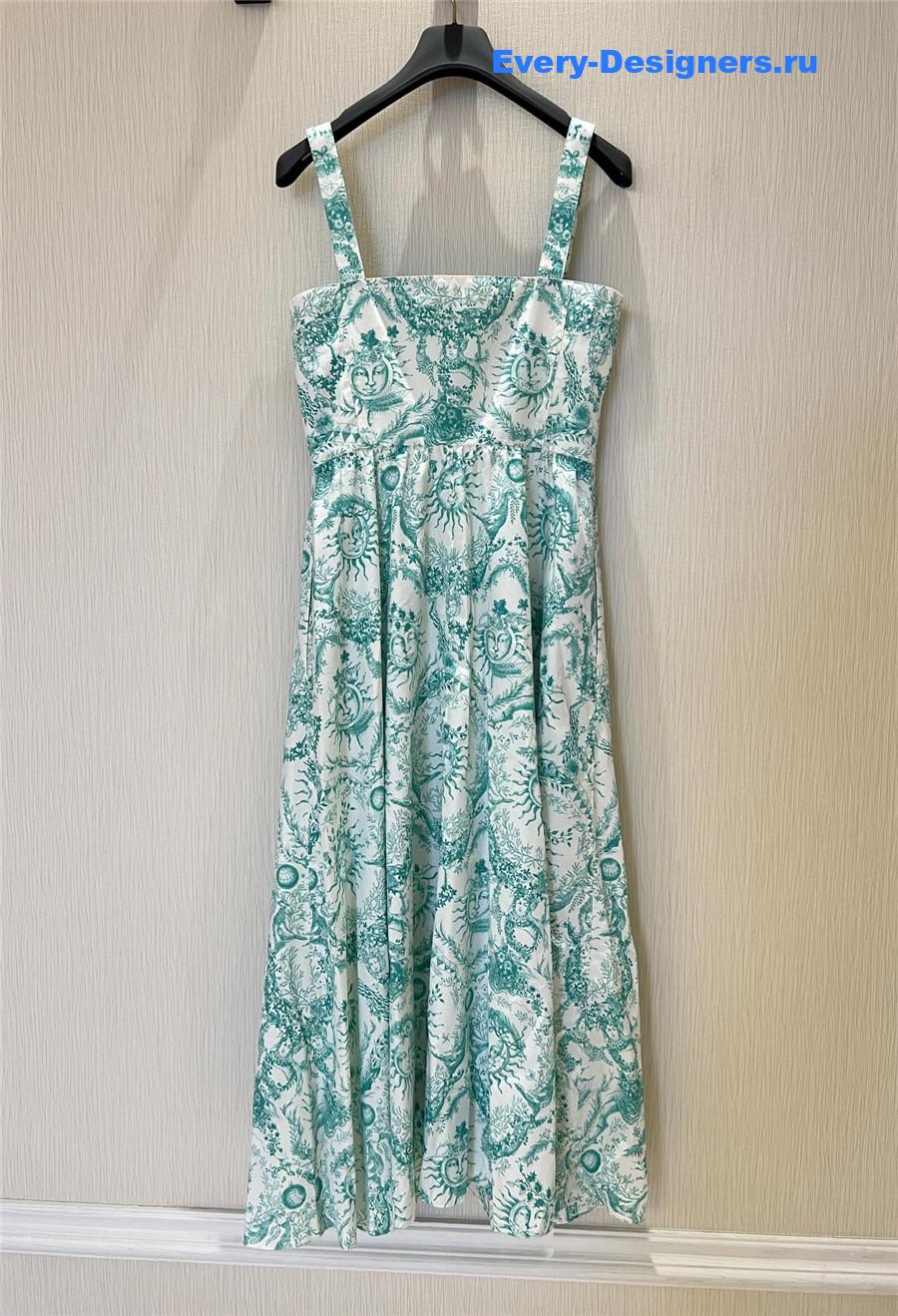 D10r green sun print slip dress