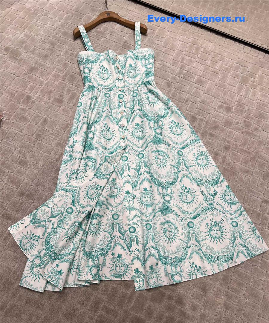 D10r green sun print slip dress
