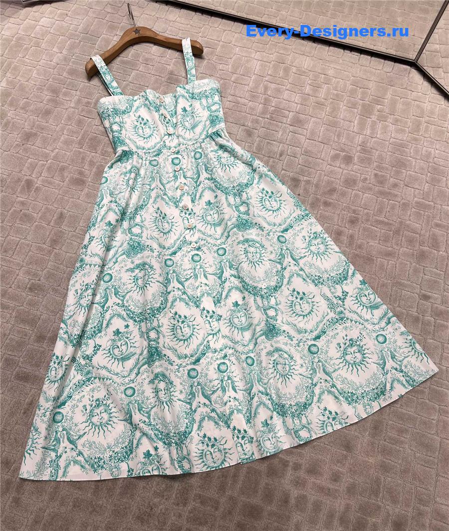 D10r green sun print slip dress