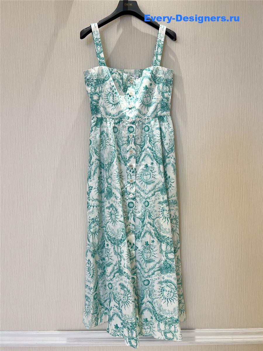 D10r green sun print slip dress
