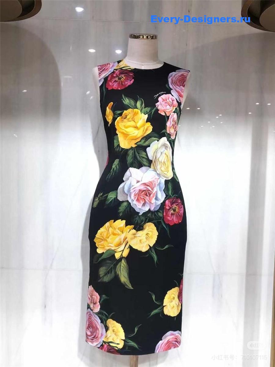 Dolce & Gabbana Women Rose Floral Print Dress