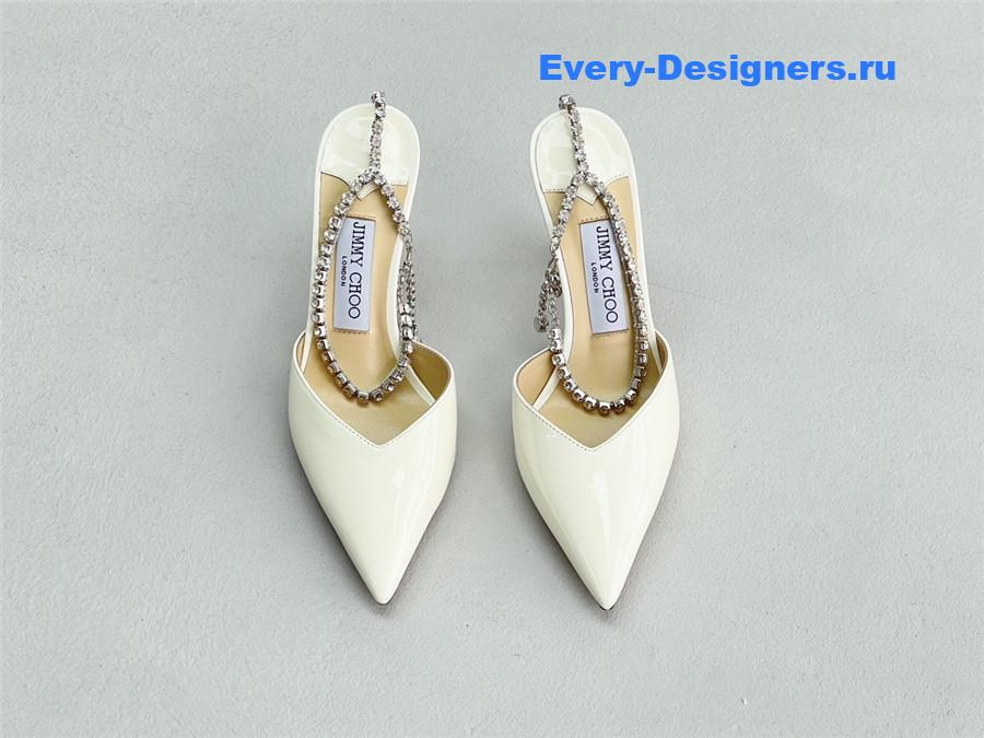 J1m*y Ch00 saeda 85mm white patent pumps