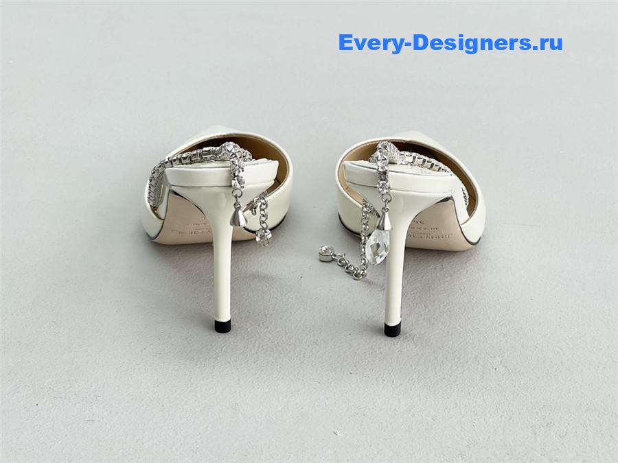 J1m*y Ch00 saeda 85mm white patent pumps