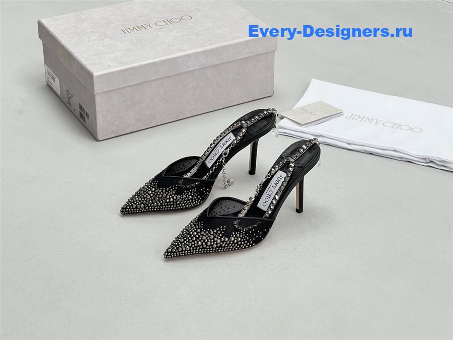 J1m*y Ch00 saeda 100mm crystal pumps black